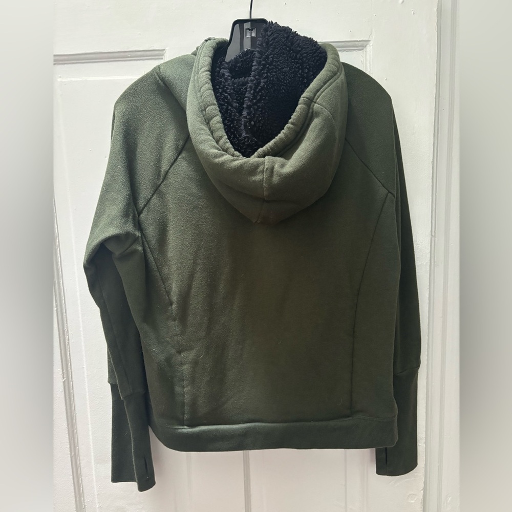 ALO Yoga lined fleece-lined hoodie, green, small